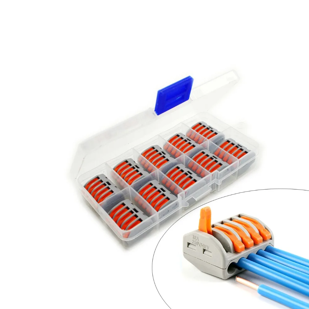 

10 PCS Universal Compact Wire Connector Quick Wiring Connectors 5 Pin Conductor Terminal Block with Solid Wires