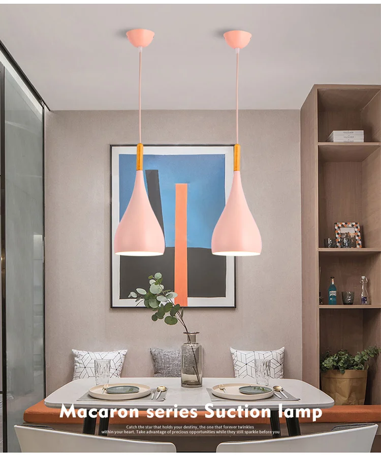 Suspensa para Restaurante Iluminação para Cozinha Luminária Pendente Multicolorida Madeira Moderna E27 Led 8 Luzes de pendentes