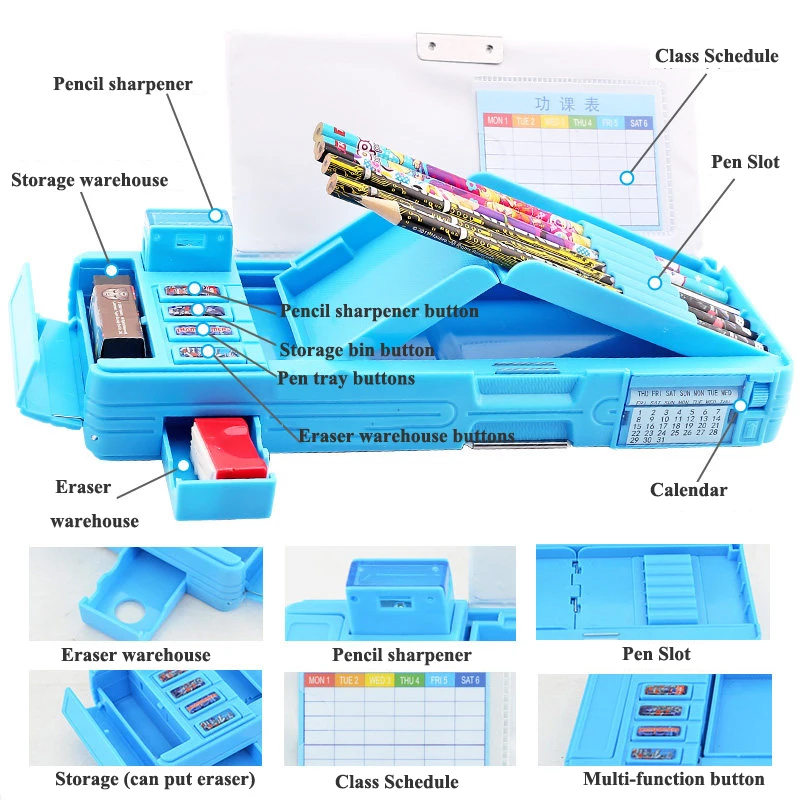 Многофункциональная Автоматическая Карандаш Чехол для маленьких мальчиков милые ученики пенал для карандашей школьные Papelaria штрафы Канцелярии Календари