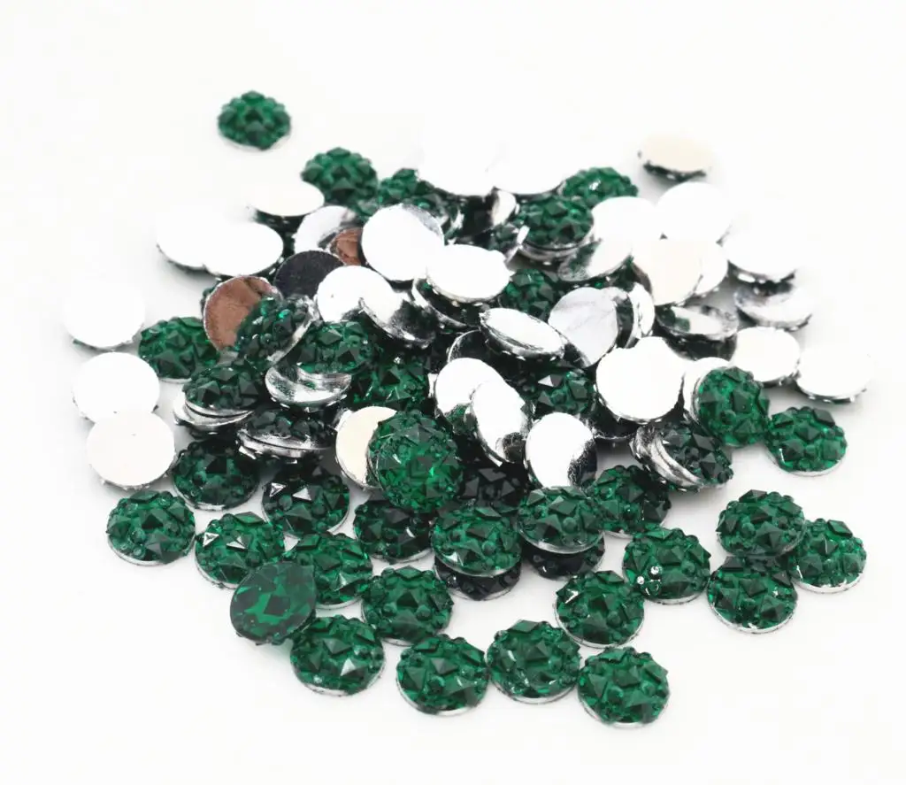 New Fashion 8mm 40pcs Green Colors Natural Baroque Style Flat back Resin Cabochons For Bracelet Earrings accessories-V2-27