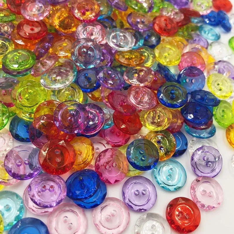 

100PCS New Style 2 Hole Transparent Mix Color 15MM Plastic Buttons Apparel Sewing Accessories DIY Scrapbooking PT167