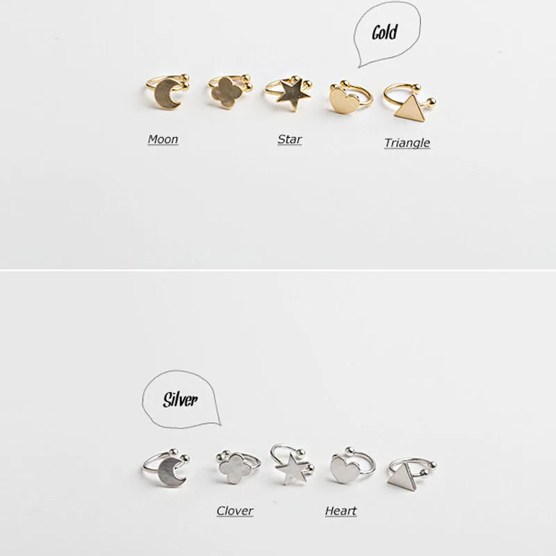 Korean Style Heart Triangle Moon Star Ear Cuff Clip On Earrings For Women Girls Wedding Jewelry Invisible Without Pierced Ears - Image 5