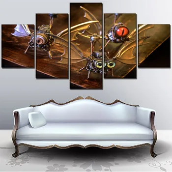 

Modern Artwork Wall Home Decorative Living Room One Set 5 Piece Sci Fi Steampunk Insects Poster On Canvas Printing Type Painting