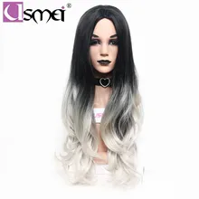 USMEI волнистый парик для черных женщин двухцветные Волосы Длинные Синтетические парики термостойкие волокна волос без челки парик косплей Вечерние
