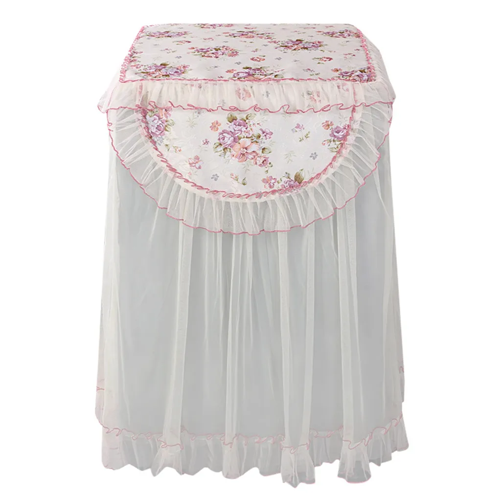 Lace Ruffle Floral Washing Machine Dust Cover Protection Front Durable Soft Home