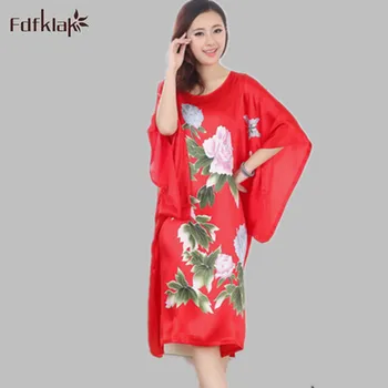 

Europe New Female Nightgowns Silk Night Dress Casual Loose Ladies Sleepwear Sleepshirts Summer Dresses For Women 4 Styles E0948