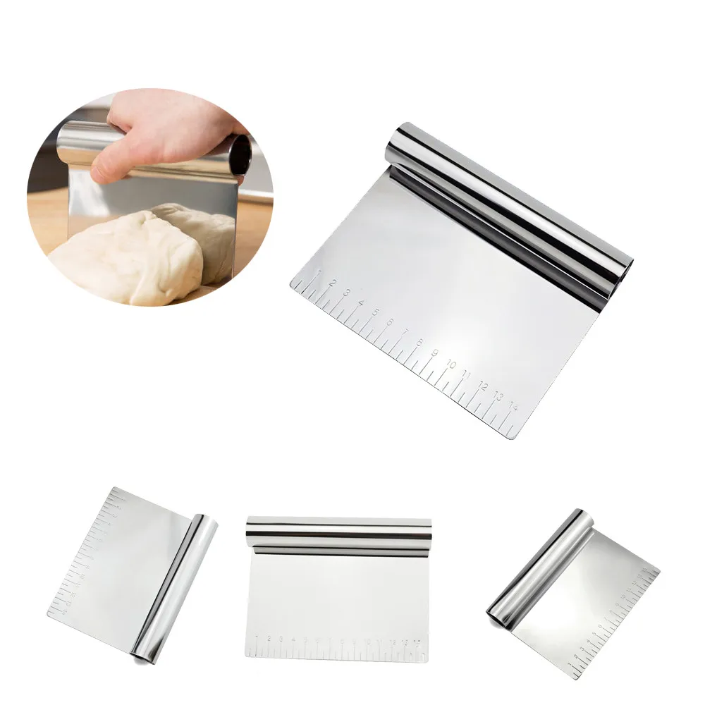  1pc Stainless Steel Pizza Dough Scraper Cutter Baking Pastry Spatulas Fondant Cake Decoration Tools