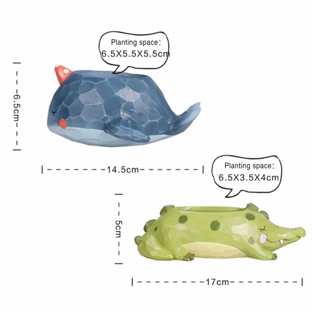 Цветочный горшок, горшок для растений, животных, горшок для растений, настольная мебель, Декор для дома и офиса, спящий КИТ, крокодил, слон