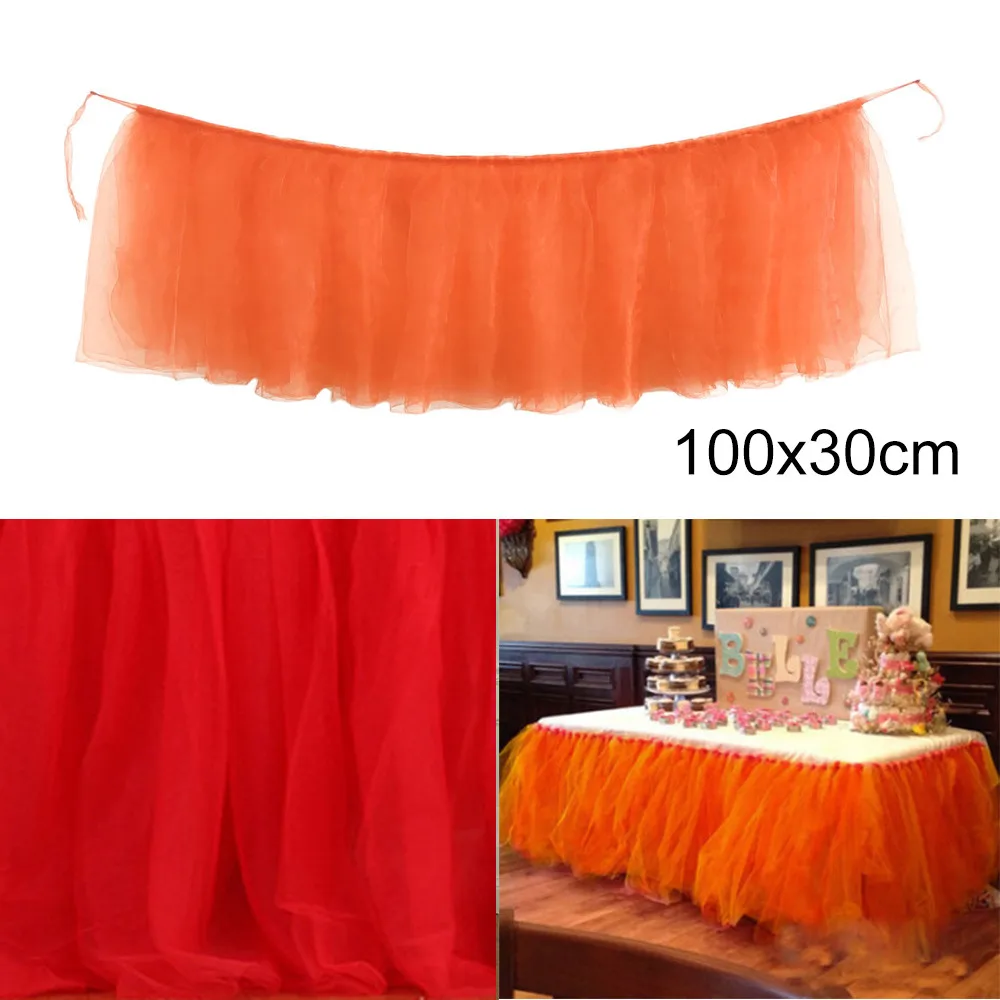 

Table Skirt For Wedding Party Home Decoration 1pc 100x50cm Table Skirt Cover Birthday Wedding Festive Party Decor Table Cloth