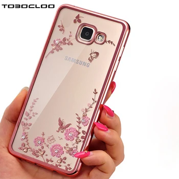 Clear Case For Samsung Galaxy A3 A5 2016 2017 J3 J5 J7 J2 Grand Prime S3 S4 S5 S6 S7 edge S8 PLUS Flower Diamonds Soft Cover