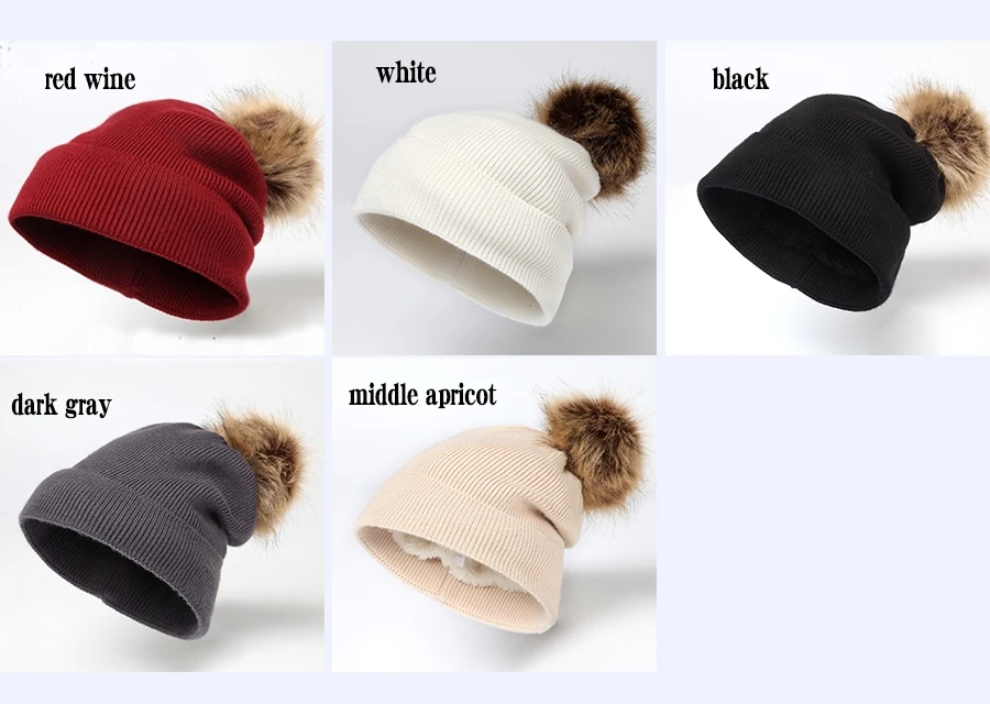 Girita Winter Women's knit hat fleece lined Hats crochet Skullies Beanies Pompon Fur Female Warm Caps The new listing (14)