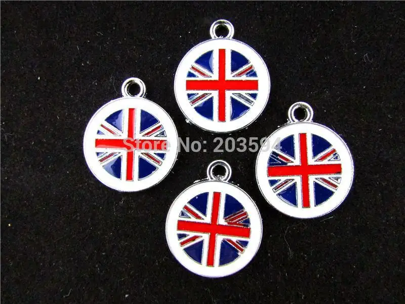 AE267 100Pcs Mix Color Alloy metal Enamel UK Flag Charms Pendants 33x25mm bead | Украшения и аксессуары