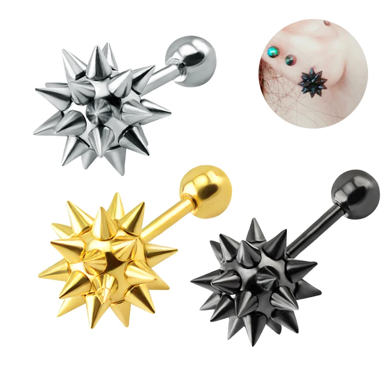 

Spike Earrings Punk Fashion Stud Earrings Stainless Steel Star Hammer Round Women Earrings Body Piercing Jewelry orecchini donna