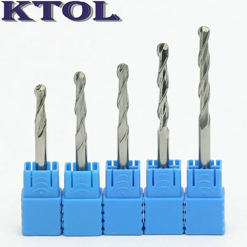 2 Flute Milling Cutter Ball Nose End Mill Router Bits for Wood Carving 3D Spiral Carbide Engraving Cutters CNC Tool