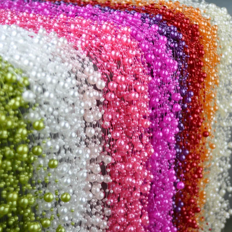 60 м имитация жемчуга бусины цепи отделкой для DIY Гипсофилы Гирлянда Свадебные цветы Декор ювелирных изделий Craft интимные аксессуары