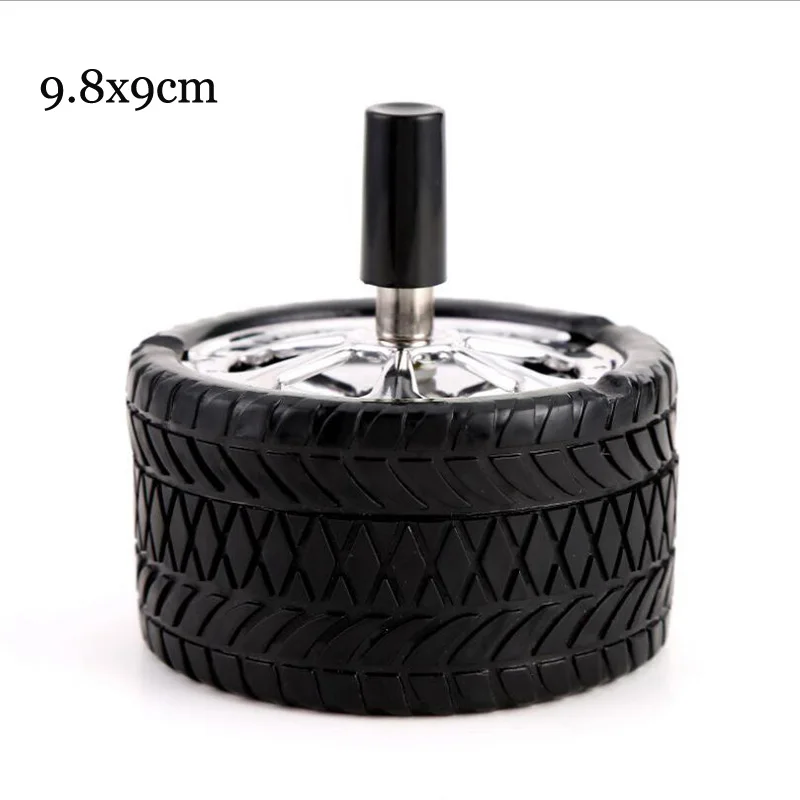 Black tyre Пепельница из нержавеющей стали, товары для дома, вращающаяся с крышкой, круглая пепельница для сигарет с вращающимся держателем - Цвет: Black tyre