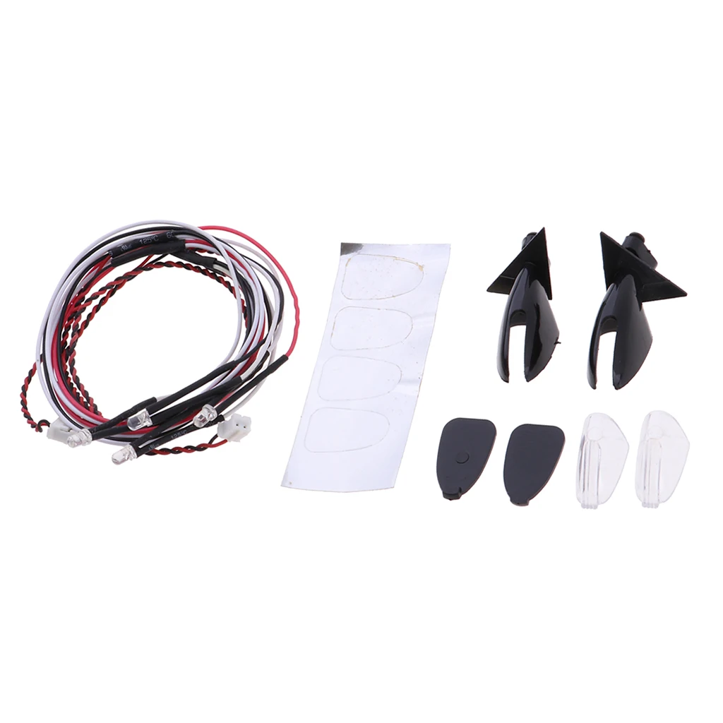 4 Leds Yellow Turn Light Lamps with Rearview Mirror for 1:10 Remote Control Vehicle Models