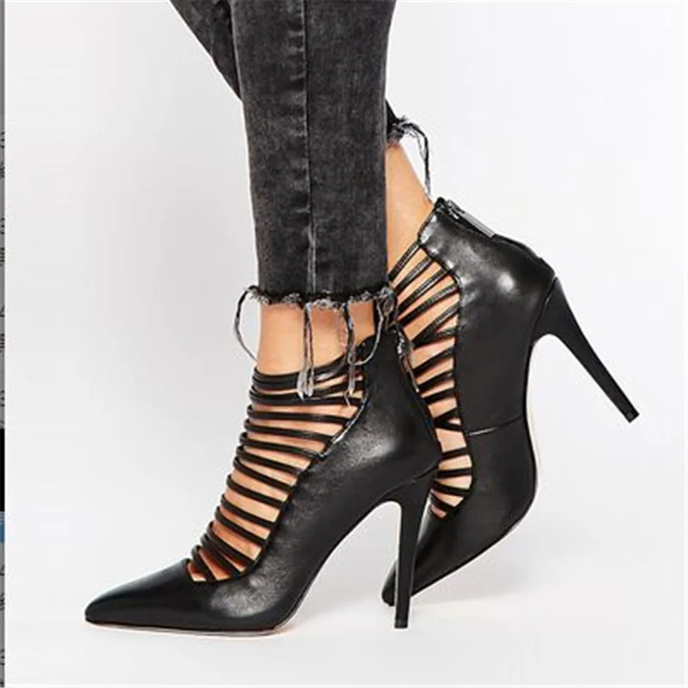 

Beautiful fashion free postage black leather instep with a combination of fine, zipper, 11 cm high-heeled shoes. Size: 35-43