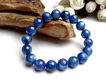 

11mm Genuine Blue Natural Kyanite Bracelets For Women Men Stretch Round Bead Bracelet
