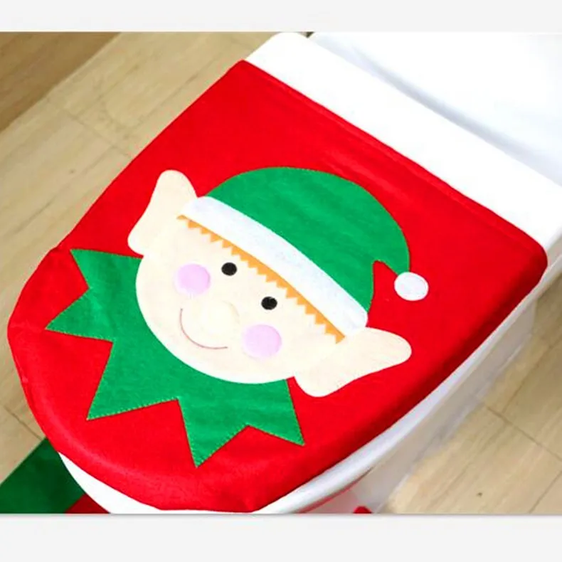 3 шт./компл. Navidad Санта Орнамент Снеговик Чехлы для сиденья унитаза+ ковры ванная комната коврики комплект Рождество Рождество натальные д