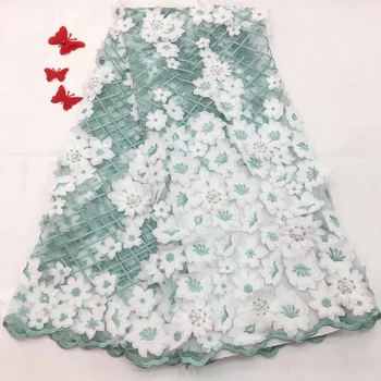 

French lace fabric, Nigeria lace 3D applique fabric flower tulle lace fabric dress RF2849