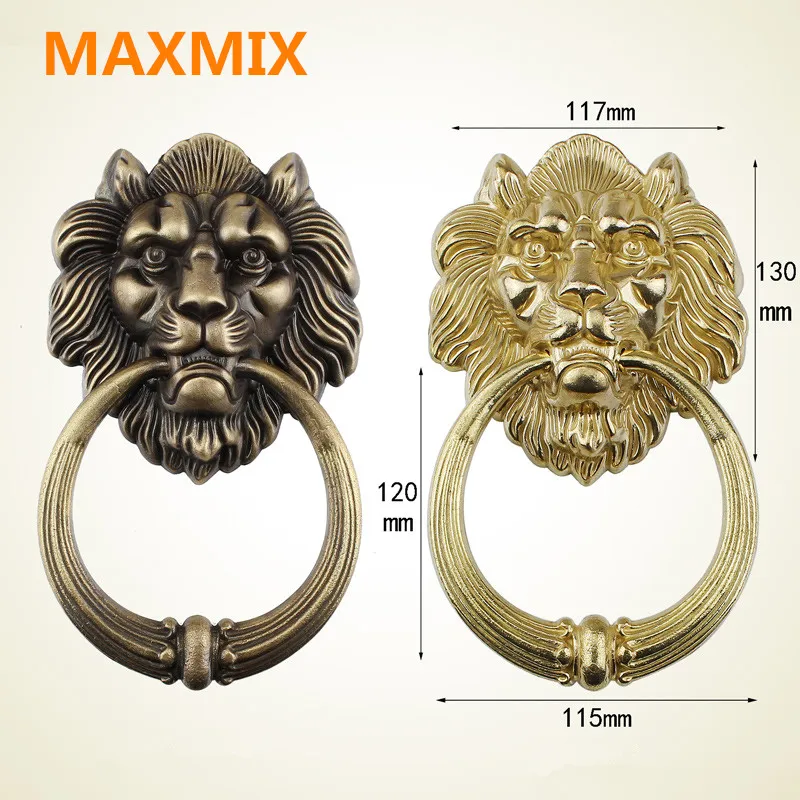 MAXMIX Bronze Lion Head Chinese Antique Door Knocker Beast Head MAXMIX Bronze lion head Chinese antique door knocker Beast head handle Pure copper process pull ring antique building -in Cabinet Pulls from Home ... - MAXMIX Bronze Lion Head Chinese Antique Door Knocker Beast Head
