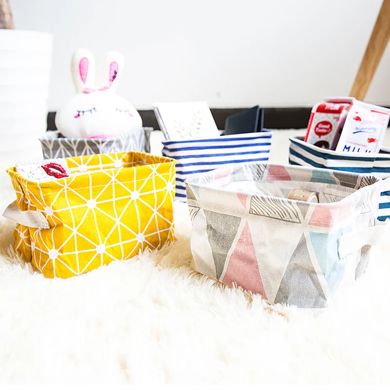 MICCK Foldable Desktop Storage Basket Sundries Storage Box Underwear Cosmetic Organizer Jewelry Scarf Socks Storage Basket Bags