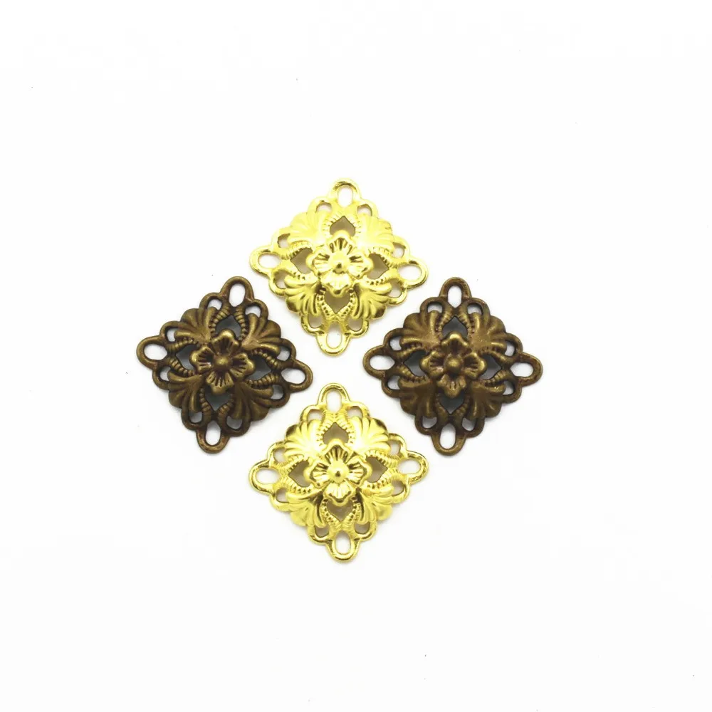 

100 PCS 14mm Metal Copper Raw Brass Silver Gold Antique Bronze Connectors Charm For Jewelry Making