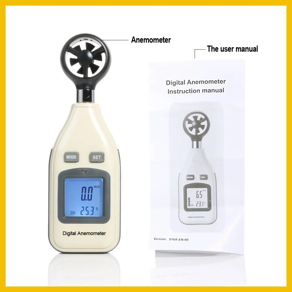 RZ GM816A LCD Digital Hand-held Wind Speed Gauge Meter Measure Anemometer Thermometer 30m/s (65MPH) Speed Measuring Instrument images - 6