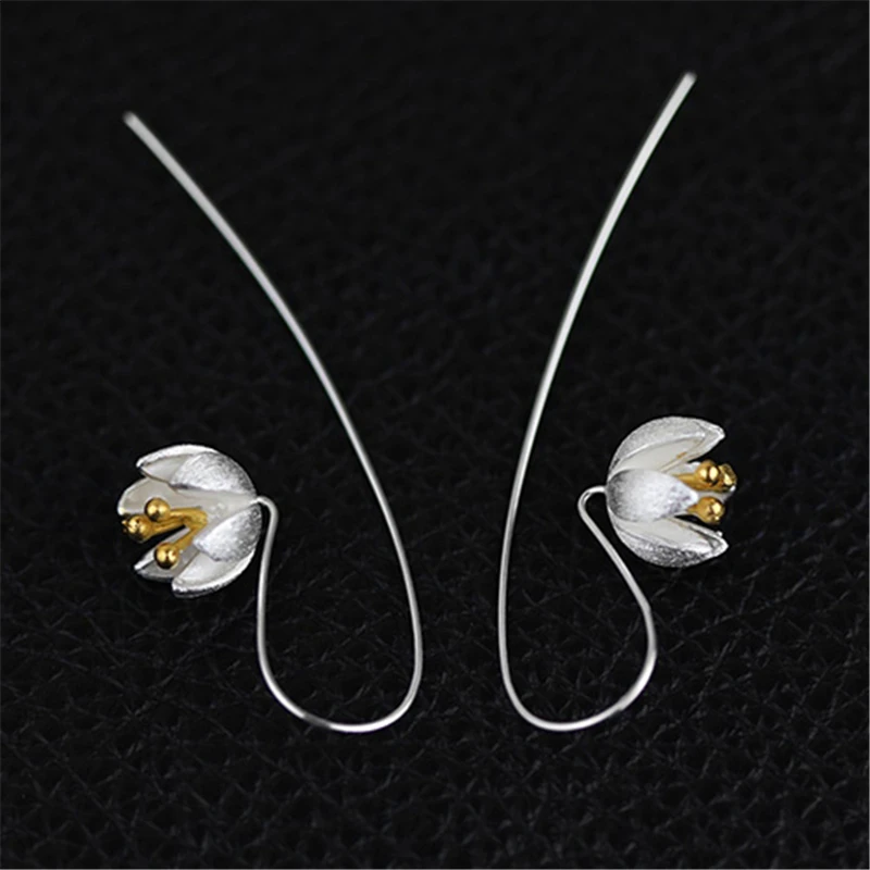 Lotus Fun реальные 925 пробы серебро Природный оригинальный ручной Fine Jewelry Винтаж