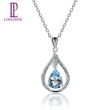 Lohaspie, бриллиантовое ювелирное изделие, одноцветное, 14 к, белое золото, настоящий драгоценный камень, аквамарин, подвеска, хорошее ювелирное изделие, подарок на день рождения, Новинка