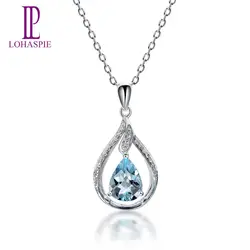 Lohaspie Diamond-ювелирные изделия Solid 14 K White Gold настоящий драгоценный камень подвеска (кулон) цвета морской волны мелкозернистый камень украшения