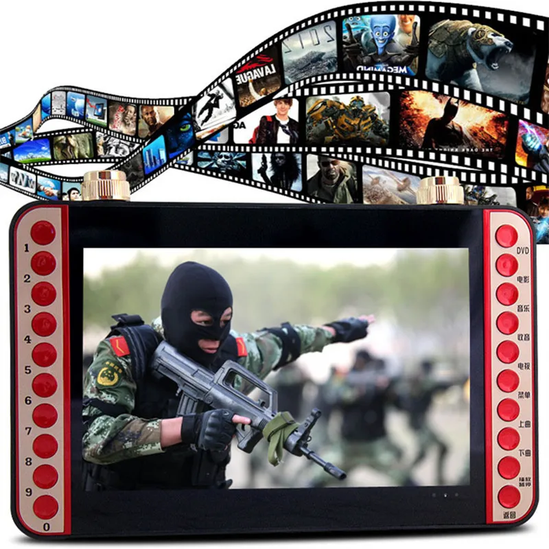 11 дюймов портативный evd dvd плеер/VCD/компакт дисков MP3/4 SD USB Динамик FM видео игровой