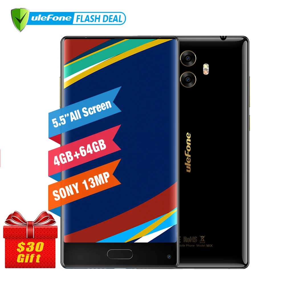 Ulefone MIX 4G мобильный телефон 5.5 дюймов HD MTK6750T Octa core android 7.0 4 ГБ + 64 сканер отпечатков