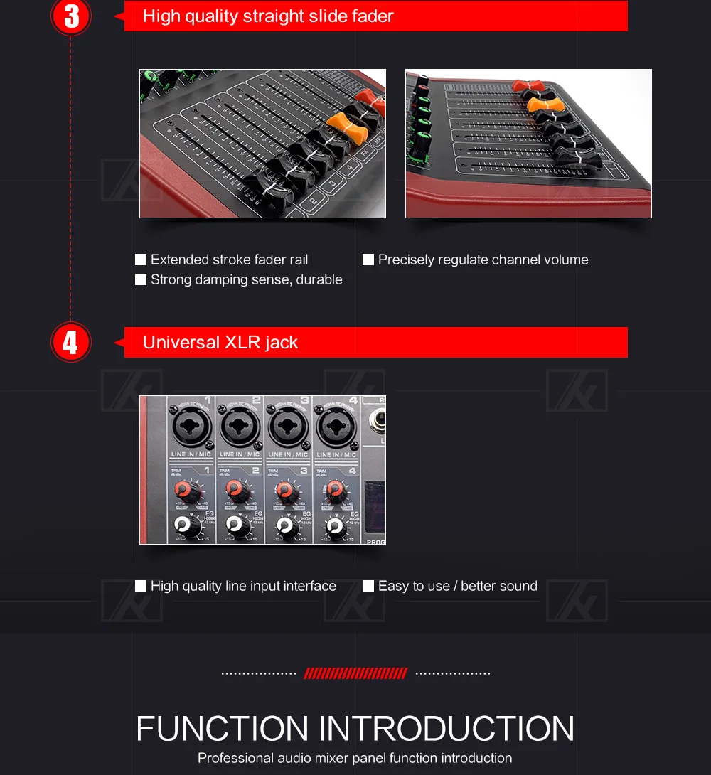 LEORY Profissional USB Bluetooth смеситель 4 канала консоль DJ смешивания контроллер караоке 48 В усилители домашние для караоке ktv матч Вечерние