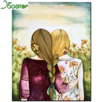 

YOGOTOP 5D Diy Diamond Painting Cross Stitch sisters 5D Mosaic Kits Home Decoration Full Square Diamond Embroidery VD243