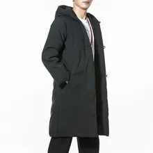 Повседневные однотонные мужские зимние парки с капюшоном, теплые куртки и пальто, длинная свободная Мужская одежда больших размеров