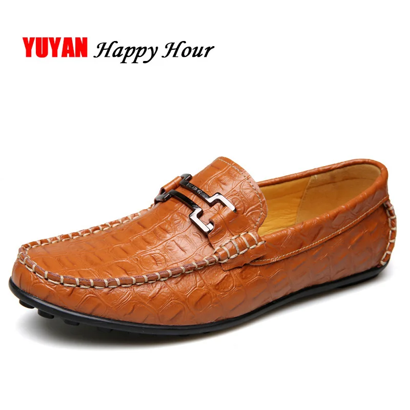 

Fashion Brand Shoes Men Loafers Genuine Leather Footwear Men's Casual Shoes Male Brand Shoes Flat Fashion Loafers J004