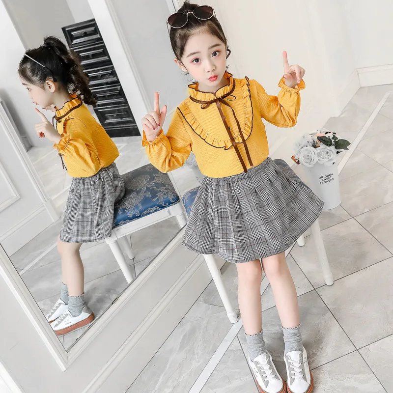 

Children Girls Clothing Sets Fashion Long Sleeve Blouse Cotton Stripe Skirt Sets Kids Clothes for Girls Suits Autumn 2019 New