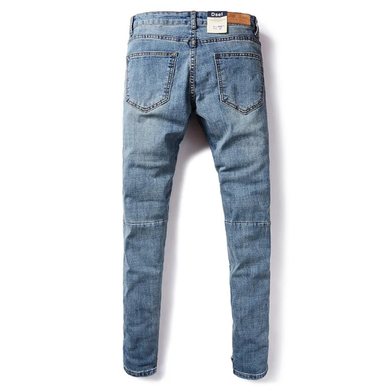 American Streetwear Men Jeans Blue Color Elastic Skinny Jeans homme Denim Casual Pants hombre Fashion Hip Hop Jeans Men