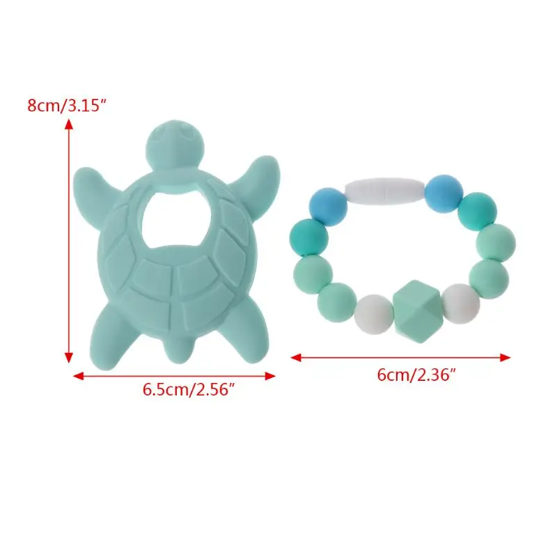 2 шт Черепаха силиконовый Прорезыватель для зубов набор для ухода за ребенком подарок игрушка для прорезывания зубов
