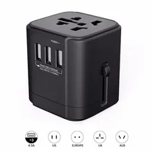 Travel Adapter, все-в-одном Универсальный дюбель Multi-электрических розеток адаптер с 4.5A 3-Порты USB
