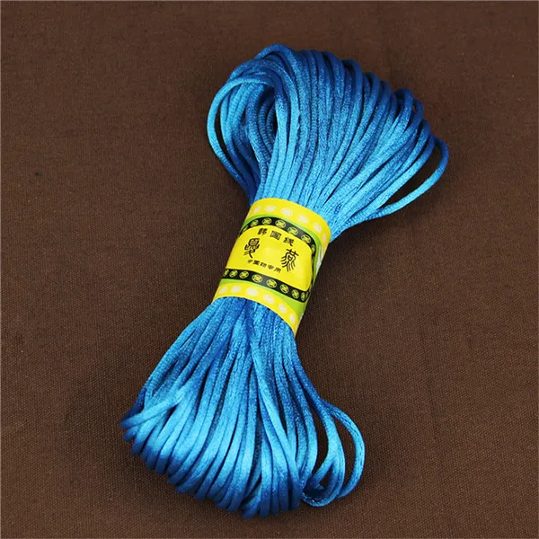 2 мм 20 м атласный шелк китайский узловой шнур оплетенный шнур для изготовления ювелирных изделий Бисероплетение веревка DIY соска цепь аксессуары - Цвет: Sky Blue