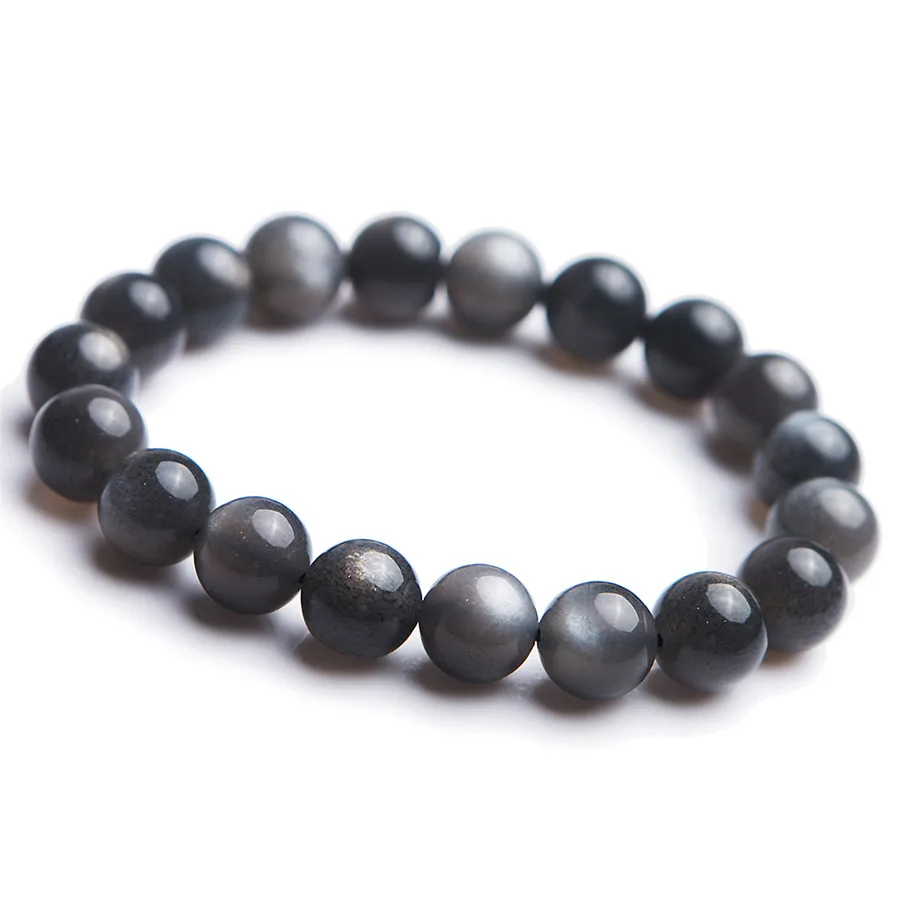 

10mm Genuine Black Natural Sunstone Bracelet Women Men Stretch Crystal Round Bead Natural Moonstone Bracelet AAAAA Drop Shipping