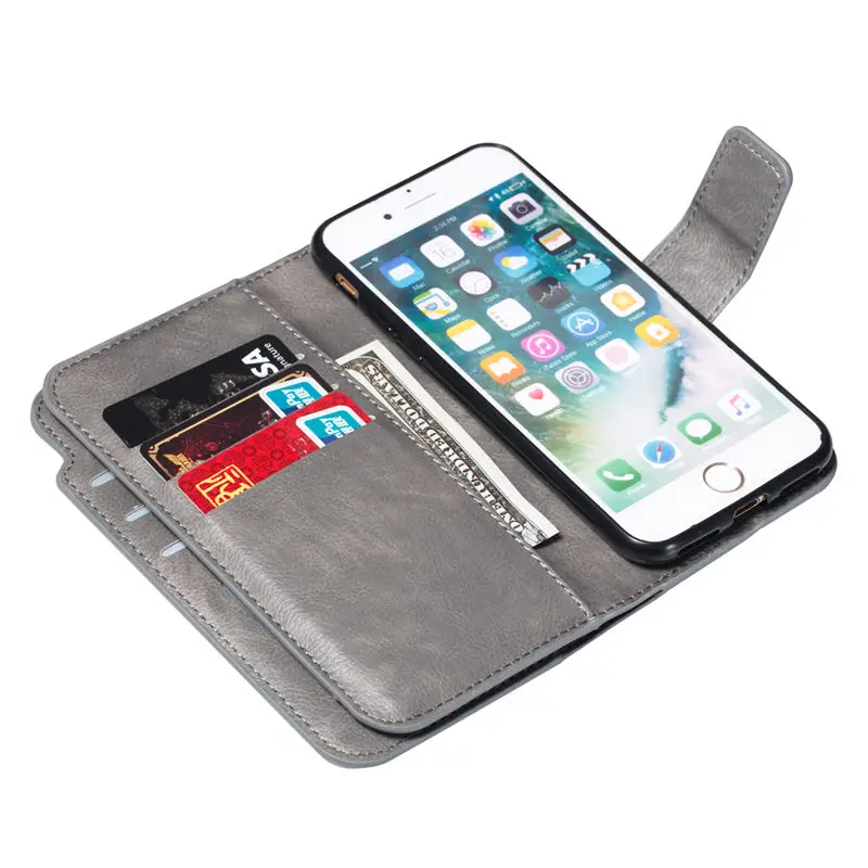 Чехлы для iPhone 7 8 6 6s Plus X XR XS Max приталенный чехол противоударный PU кожа с кармашком для карт силиконовый флип-чехол Роскошный кошелек