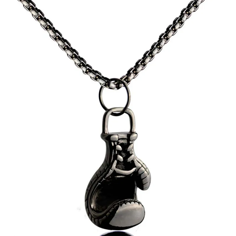 Black Boxing Glove Pendant Necklace Sporty Style Gym Accessories for