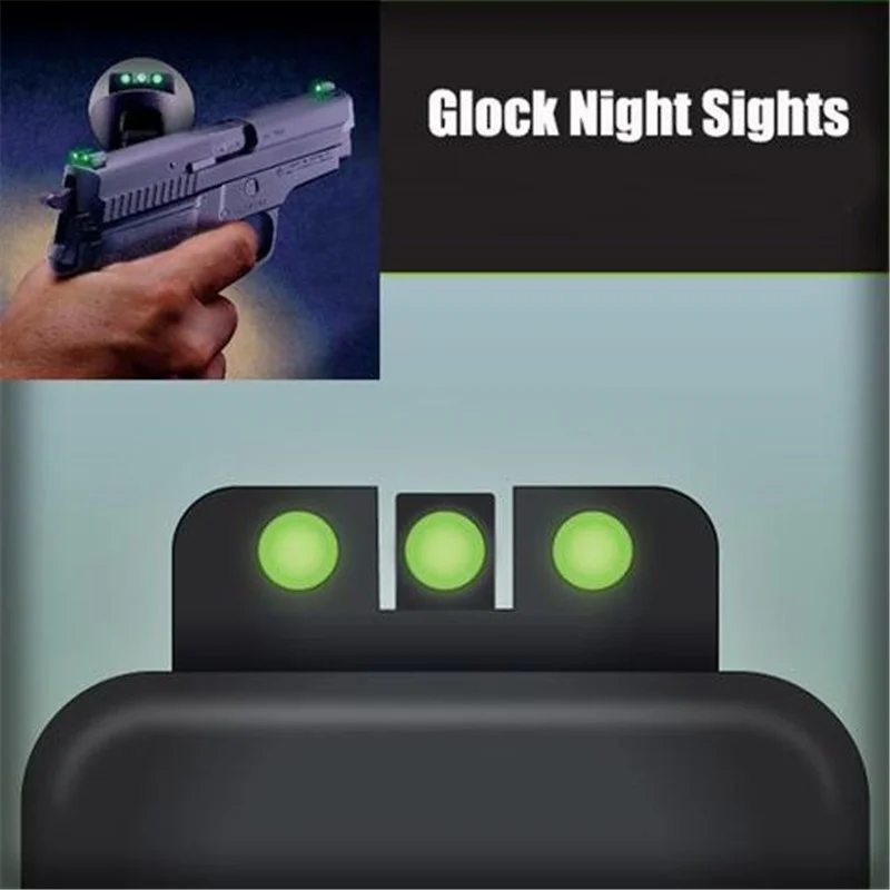 Fyzlcion G17/19/22/23/24/26/27/33/34/35Tactical Glow-in-the-Dark Night Sight Front and Rear Sight Set for Glock Pistols 9m Fyzlcion G17/19/22/23/24/26/27/33/34/35Tactical Glow-in-the-Dark Night Sight Front and Rear Sight Set for Glock Pistols 9m
