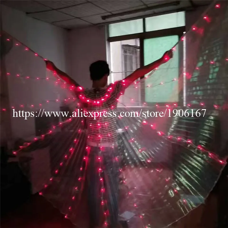 2017 Stafe Performance Prop Women Dancewear Girls DJ LED Wings Light Up Wings Belly Dance Wing Costume06