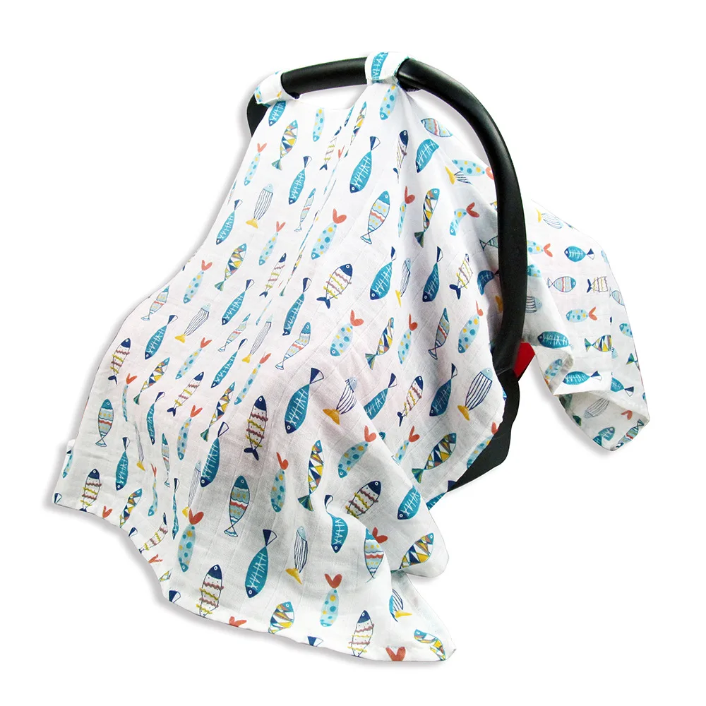 

SUPER SALE!!!Baby Car Seat Cover,Multi-use Breathable Muslin Baby Car Seat Cover and Canopy for Infant Carriers,Nursing Cover