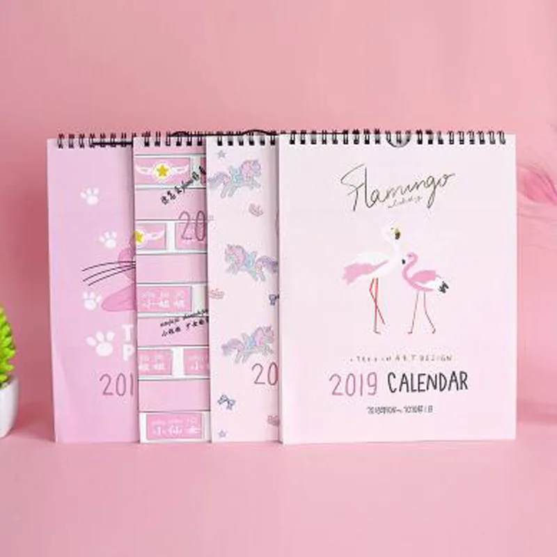 

1 Pcs Kawaii Cute Unicorn Flamingo 2019 Year Planner Desk Calendar Supplies Office Decoration Organizer